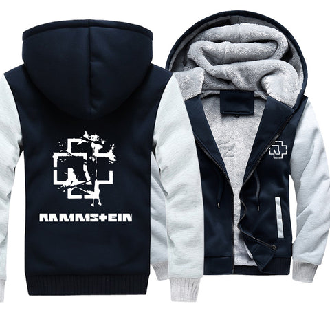 Image of Rammstein  Jackets - Solid Color Rammstein White Sign Fleece Jacket