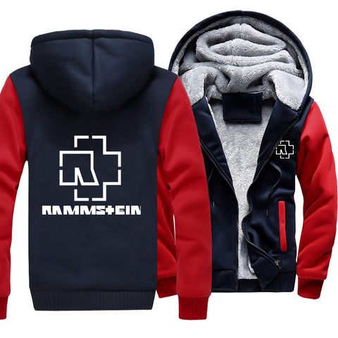 Image of Rammstein  Jackets - Solid Color Rammstein Series White Logo Icon Super Cool Fleece Jacket