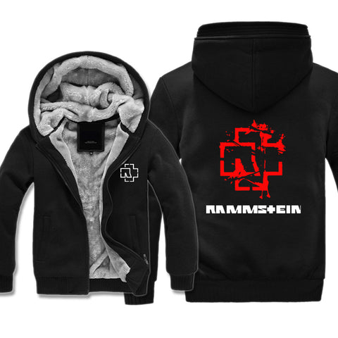 Image of Rammstein  Jackets - Solid Color Rammstein Red Sign Fleece Jacket