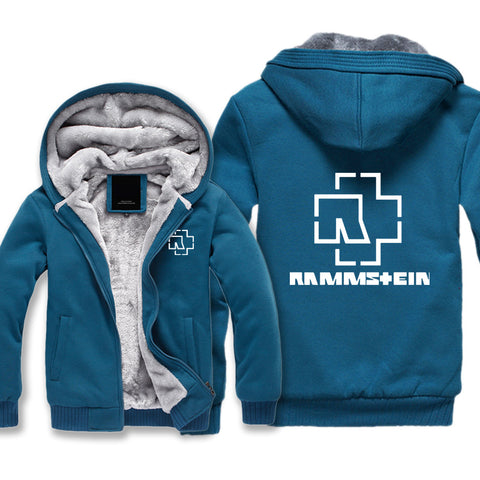 Image of Rammstein  Jackets - Solid Color Rammstein Series White Logo Icon Super Cool Fleece Jacket