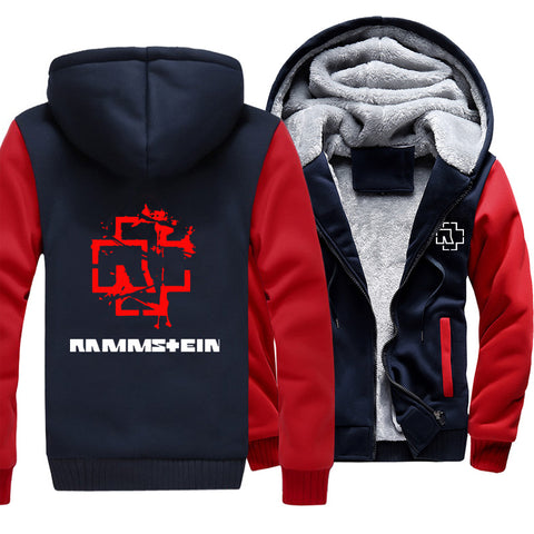 Image of Rammstein  Jackets - Solid Color Rammstein Red Sign Fleece Jacket