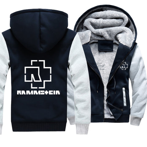 Image of Rammstein  Jackets - Solid Color Rammstein Series White Logo Icon Super Cool Fleece Jacket