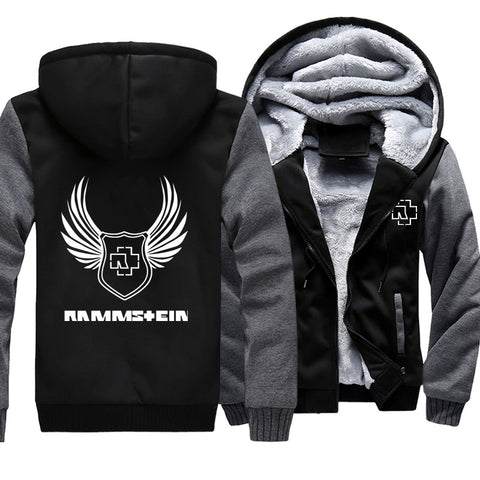 Image of Rammstein  Jackets - Solid Color Rammstein Silver Hawk Series Logo Icon Fleece Jacket