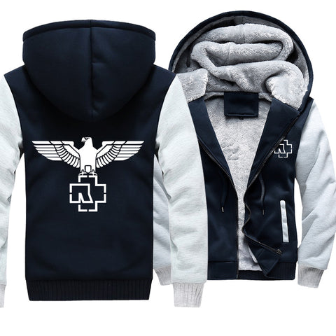 Image of Rammstein  Jackets - Solid Color Rammstein Series Silver Hawk Super Cool Fleece Jacket