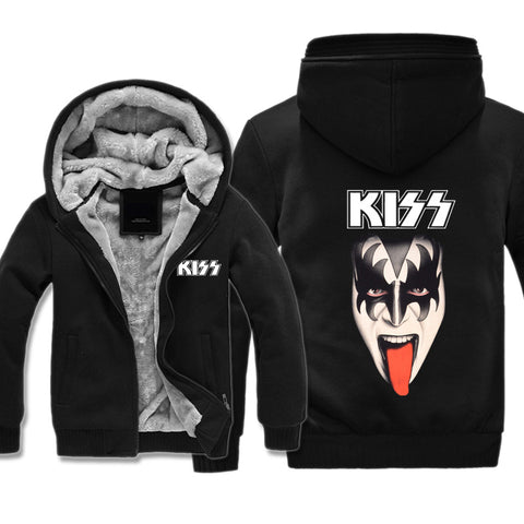 Image of Kiss Jackets - Solid Color Kiss Series Logo Icon Super Cool Fleece Jacket