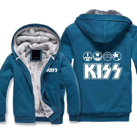 Image of Kiss Jackets - Solid Color Kiss Series Logo Icon Super Cool Fleece Jacket