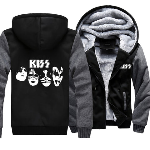 Image of Kiss Jackets - Solid Color Kiss Series Hip Hop Music Super Cool Fleece Jacket