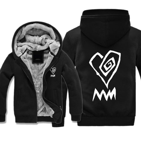 Image of Marilyn Manson Jackets - Solid Color Marilyn Manson Rock Band White Icon Super Cool Fleece Jacket