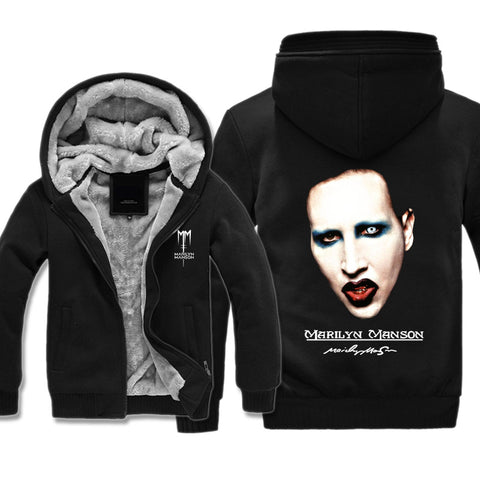 Image of Marilyn Manson Jackets - Solid Color Marilyn Manson Spoof Icon Super Cool Fleece Jacket