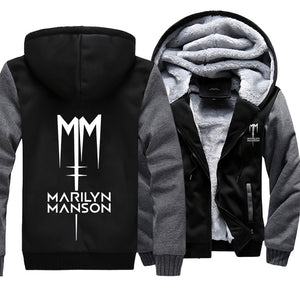 Marilyn Manson Jackets - Solid Color Marilyn Manson MM Icon Super Cool Fleece Jacket