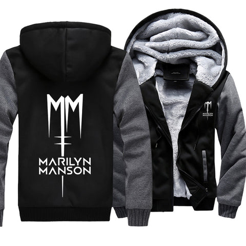 Image of Marilyn Manson Jackets - Solid Color Marilyn Manson MM Icon Super Cool Fleece Jacket