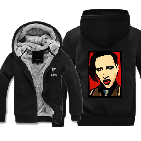 Image of Marilyn Manson Jackets - Solid Color Marilyn Manson Spoof Icon Fleece Jacket