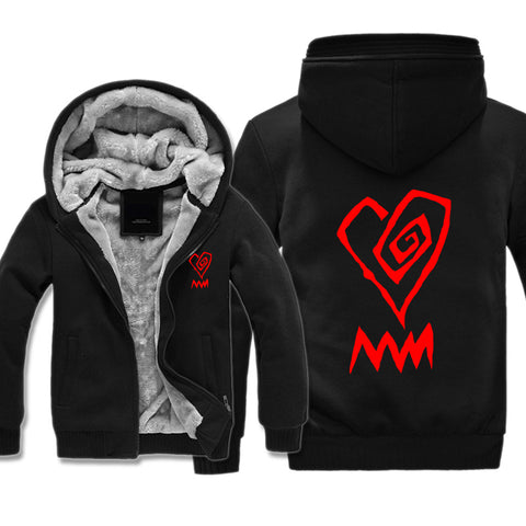 Image of Marilyn Manson Jackets - Solid Color Marilyn Manson Rock Band Red Icon Super Cool Fleece Jacket