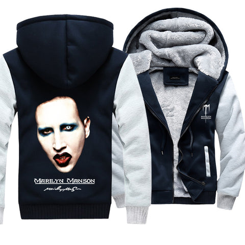 Image of Marilyn Manson Jackets - Solid Color Marilyn Manson Spoof Icon Super Cool Fleece Jacket