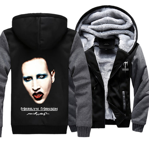 Image of Marilyn Manson Jackets - Solid Color Marilyn Manson Spoof Icon Super Cool Fleece Jacket