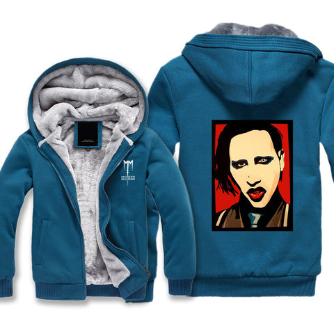 Image of Marilyn Manson Jackets - Solid Color Marilyn Manson Spoof Icon Fleece Jacket