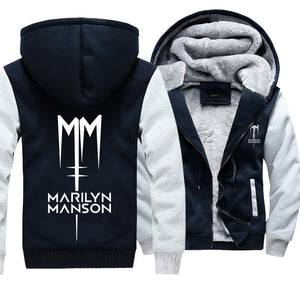 Marilyn Manson Jackets - Solid Color Marilyn Manson MM Icon Super Cool Fleece Jacket