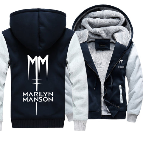 Image of Marilyn Manson Jackets - Solid Color Marilyn Manson MM Icon Super Cool Fleece Jacket