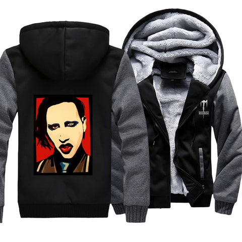 Image of Marilyn Manson Jackets - Solid Color Marilyn Manson Spoof Icon Fleece Jacket