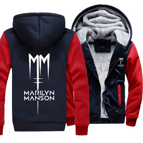 Image of Marilyn Manson Jackets - Solid Color Marilyn Manson MM Icon Super Cool Fleece Jacket