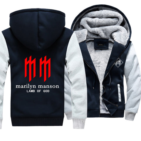 Image of Marilyn Manson Jackets - Solid Color Marilyn Manson Lamb of God Super Cool Fleece Jacket