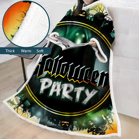 Image of 3D Digital Printed Blanket With Sleeves-Blanket Robe Halloween Party