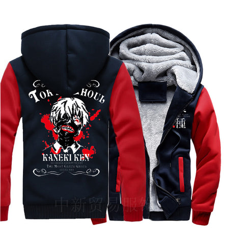 Image of Tokyo Ghoul Jackets - Solid Color Tokyo Ghoul Anime Series One-Eyed King Kaneki Ken Fleece Jacket