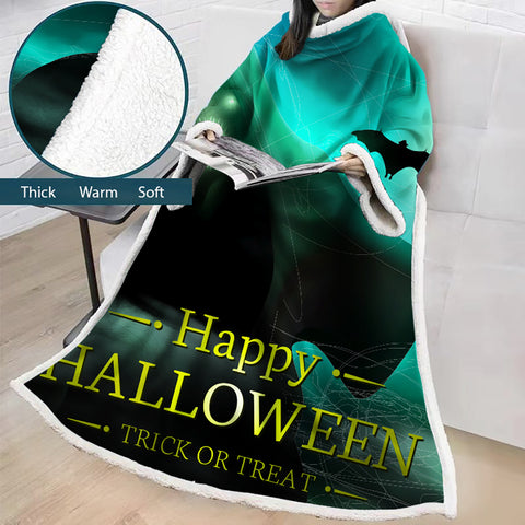 Image of 3D Digital Printed Blanket With Sleeves-Blanket Robe Halloween Party