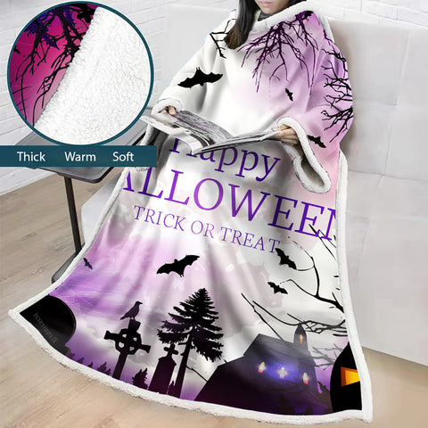 Image of 3D Digital Printed Blanket With Sleeves-Blanket Robe Halloween Party