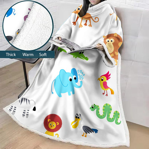 Image of 3D Digital Printed Blanket With Sleeves-Cartoon Cute Blanket Robe