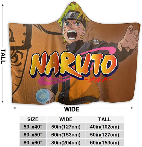 Image of Naruto Throw Blanket - Unisex Adult Flannel Hooded Blanket