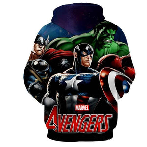 The Avengers  Captain America Thor Hulk Hoodies - Pullover Black Hoodie