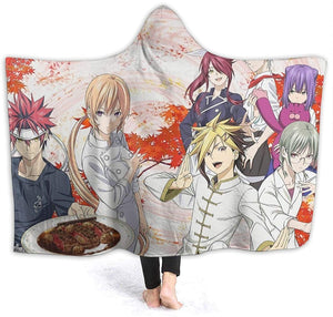 Anime Food Wars Shokugeki No Soma Flannel Hooded Blanket Cloak