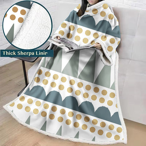 Image of 3D Digital Printed Blanket With Sleeves-Geometric Designs Blanket Robe