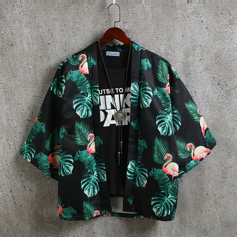 Image of Male Summer Japanese Style Loose Cotton Kimono Casual Jacket