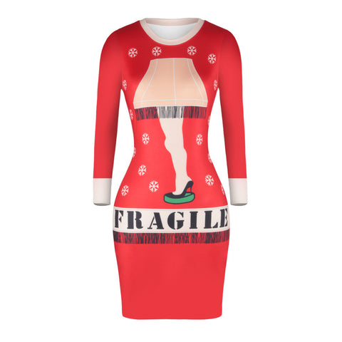 Image of Christmas Dresses - Knee-Length Fragile Bodycon Dress