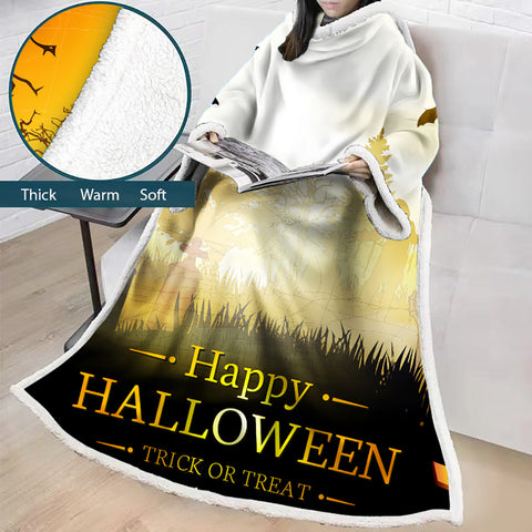 Image of 3D Digital Printed Blanket With Sleeves-Blanket Robe Halloween Party