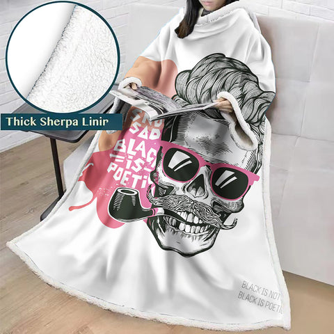 Image of 3D Digital Printed Blanket With Sleeves-Horror Skull Blanket Robe