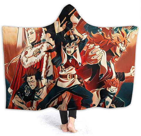 Image of Anime Black Clover Hooded Blanket - Fleece Flannel Warm Throw Blanket