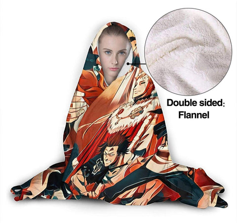 Image of Anime Black Clover Hooded Blanket - Fleece Flannel Warm Throw Blanket