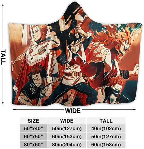 Image of Anime Black Clover Hooded Blanket - Fleece Flannel Warm Throw Blanket