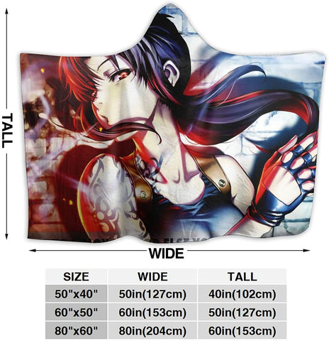 Image of Black Lagoon Flannel Hooded Blanket - Anime Warm Blanket