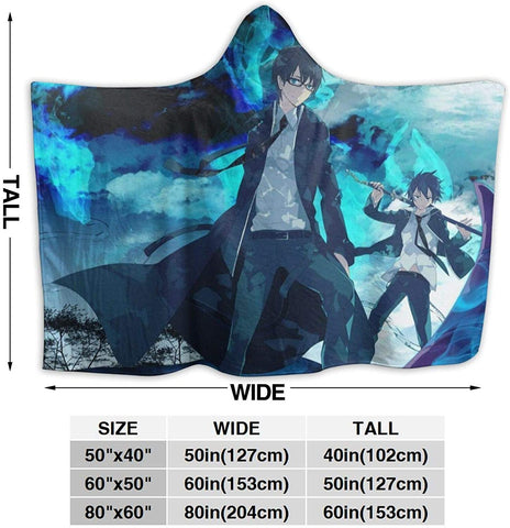 Image of Anime Blue Exorcist Hooded Blanket - Fleece Flannel Blanket