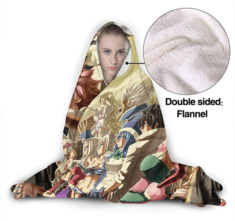 Image of Anime Fairy Tail Fleece Hooded Blanket - Winter Travel Flannel Blanket