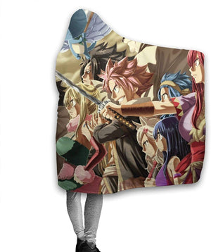 Anime Fairy Tail Fleece Hooded Blanket - Winter Travel Flannel Blanket