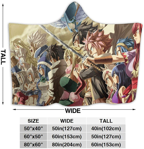 Image of Anime Fairy Tail Fleece Hooded Blanket - Winter Travel Flannel Blanket