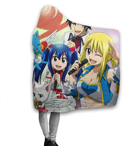 Image of Anime Fairy Tail Fleece Hooded Blanket - Winter Travel Flannel Blanket