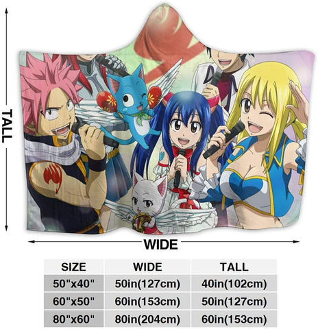 Image of Anime Fairy Tail Fleece Hooded Blanket - Winter Travel Flannel Blanket