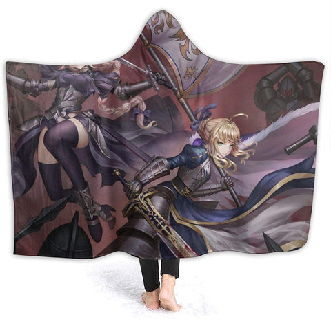 Image of Fate Stay Night Fleece Blanket - Anime Flannel Hooded Blanket