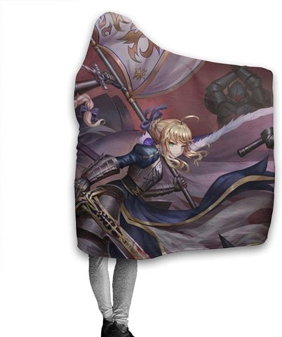 Image of Fate Stay Night Fleece Blanket - Anime Flannel Hooded Blanket